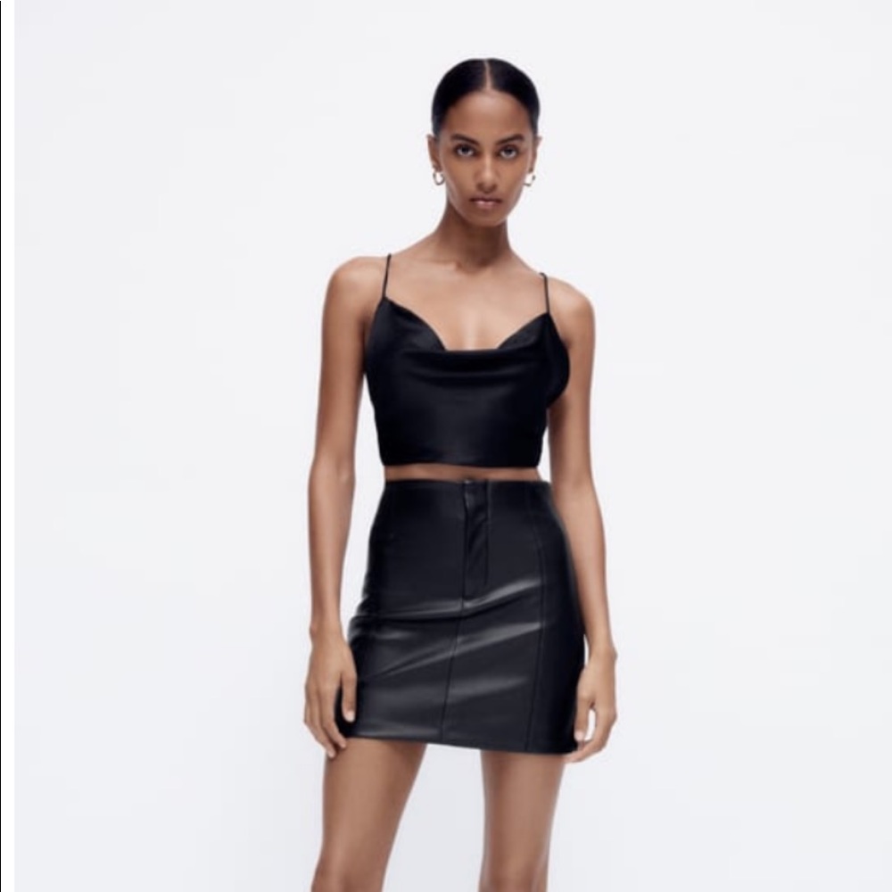 Satin effect crop top